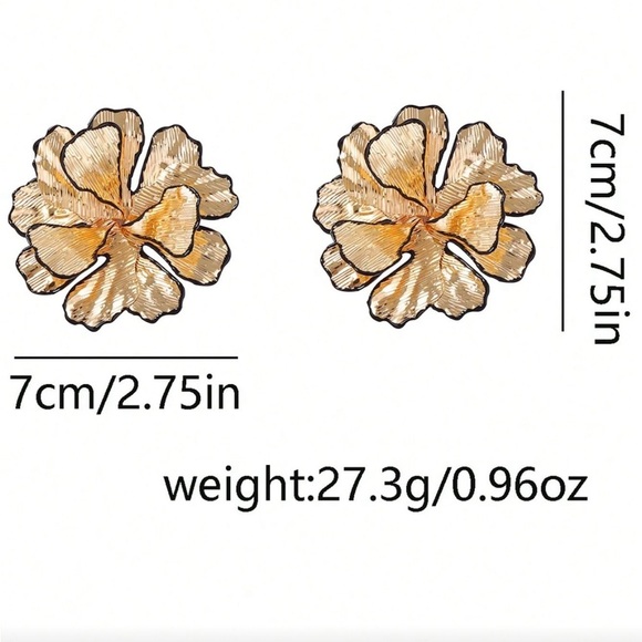 Zara Gold Flower Petal Earrings - Picture 5 of 5